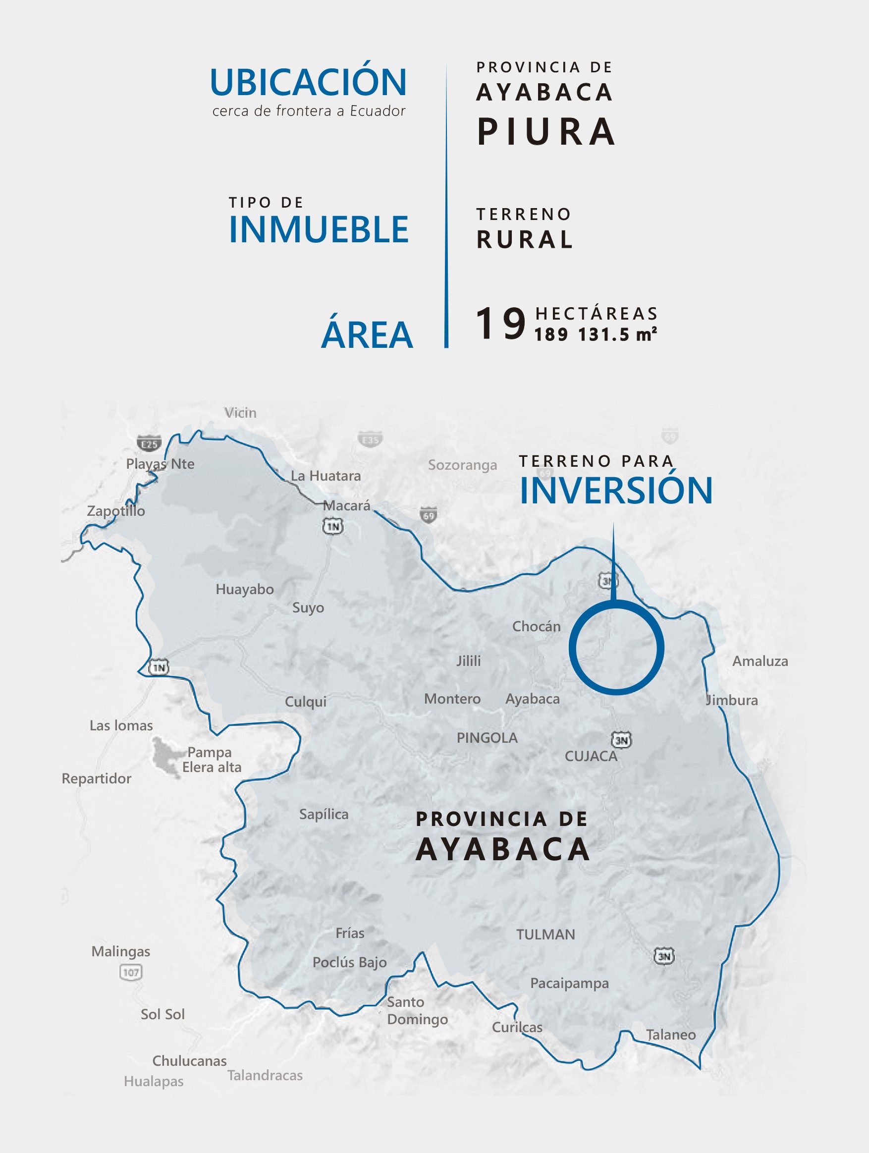 Venta de Terreno en AYABACA 